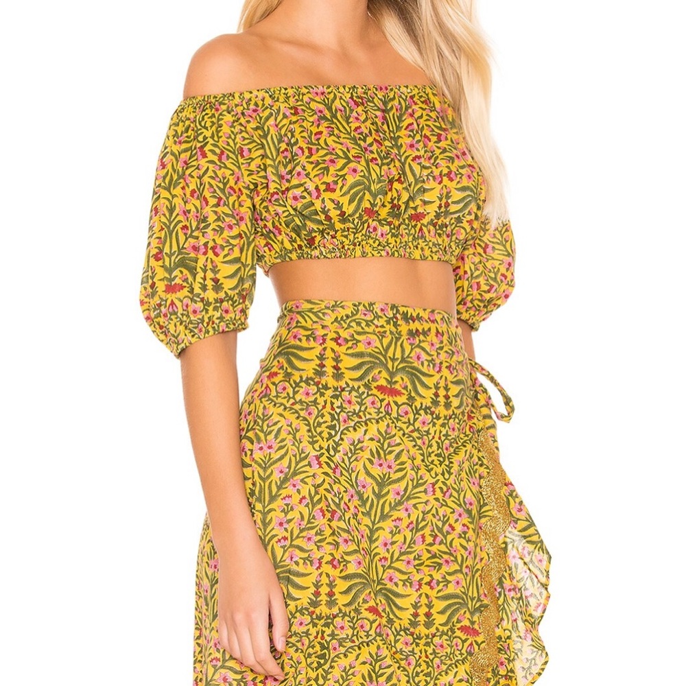 Juliet Dunn Botanical Puff Mini Too in Mustard Size o/s